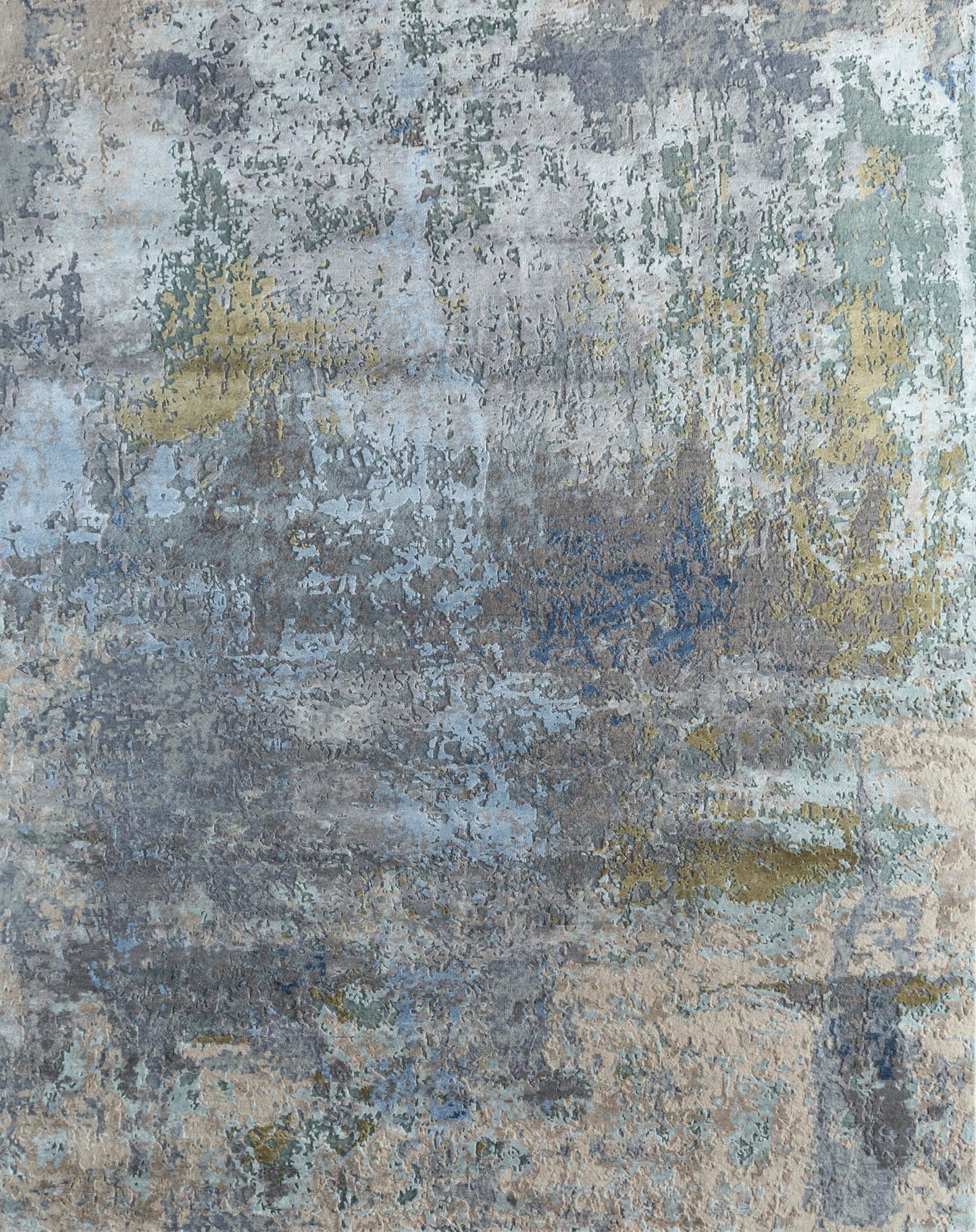 8' X 10' Blue Abstract Hand Knotted Area Rug-0