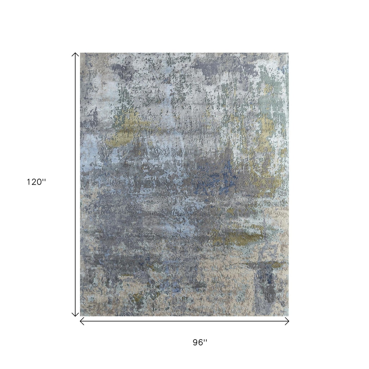 8' X 10' Blue Abstract Hand Knotted Area Rug-3