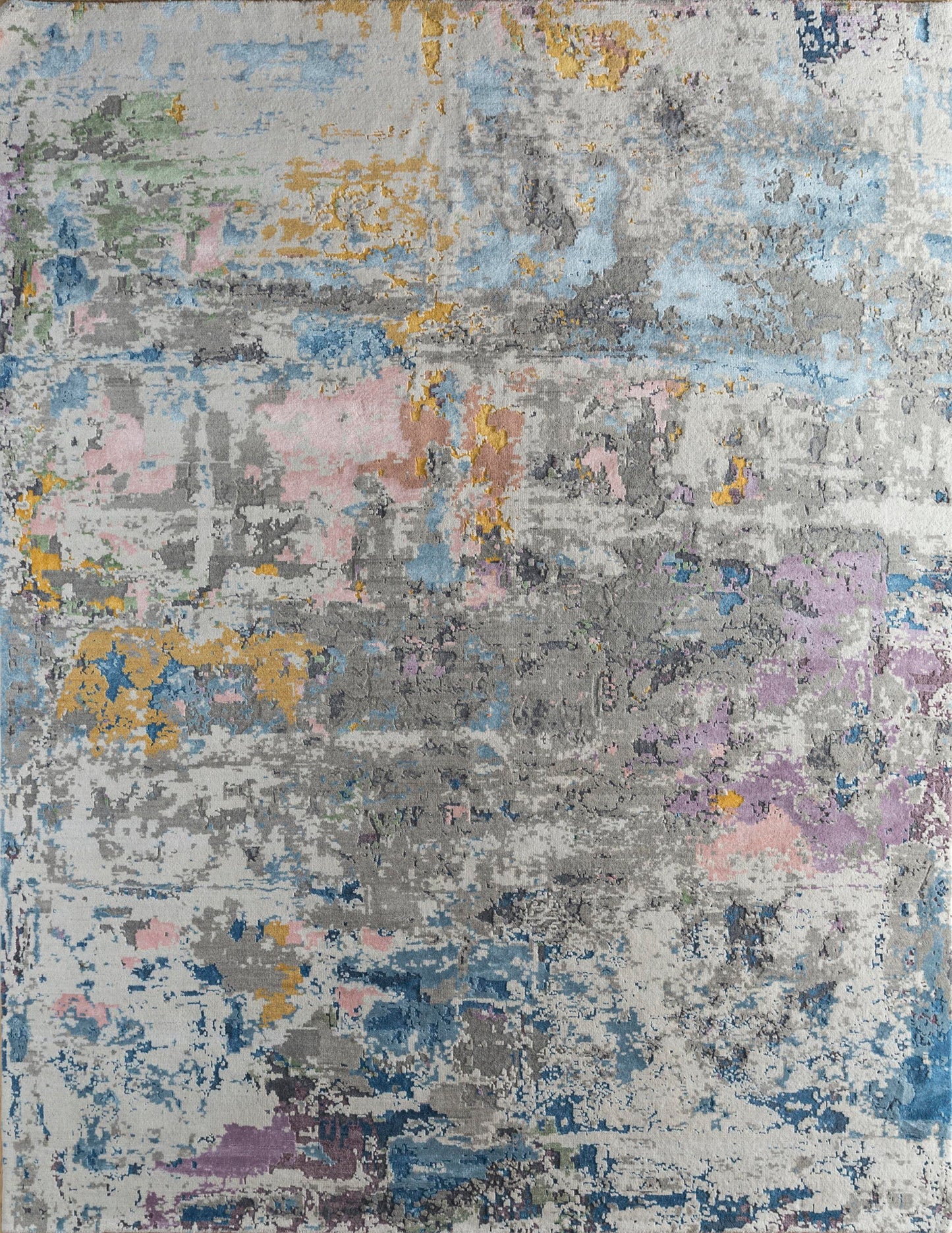 8' X 10' Blue Abstract Hand Knotted Area Rug-1