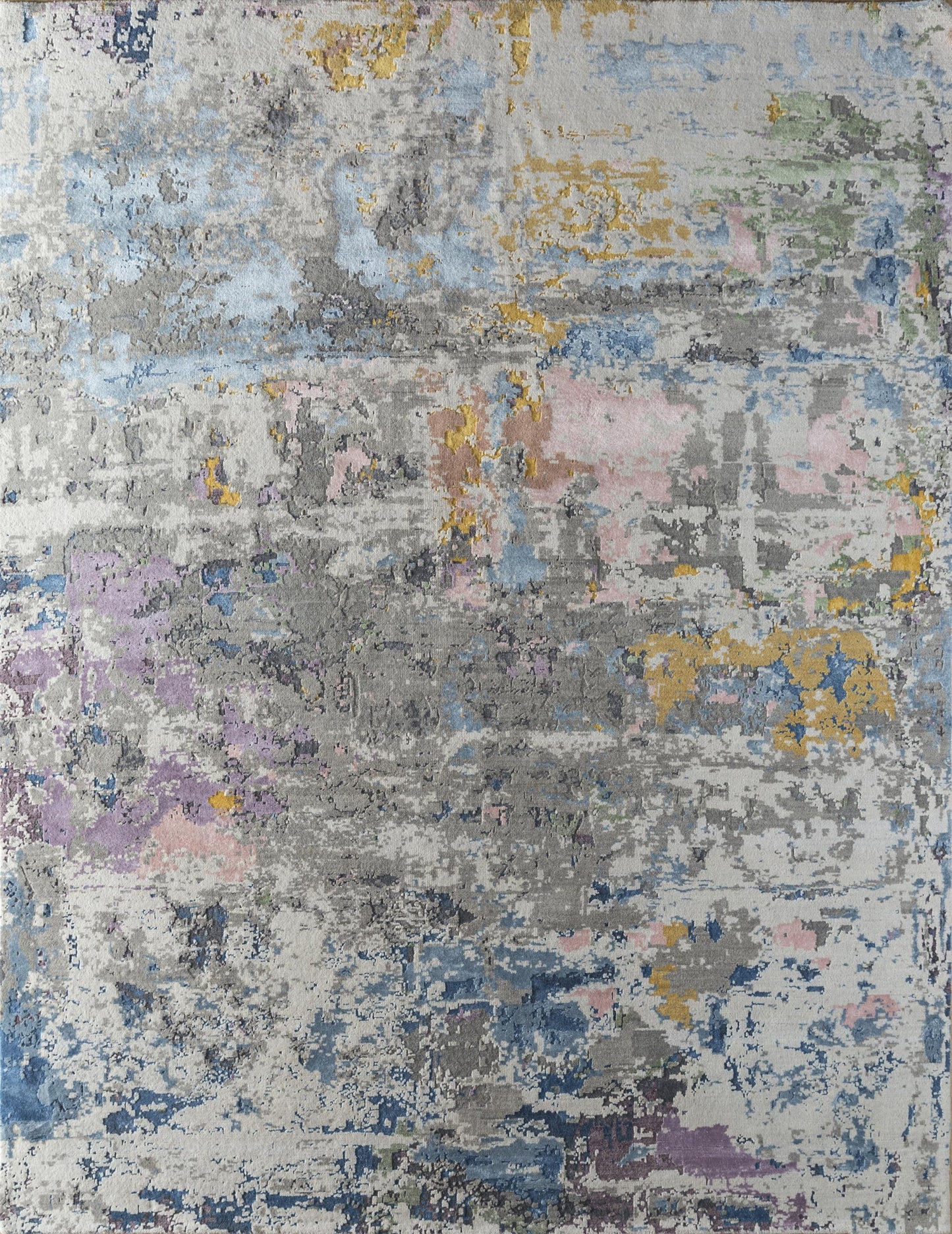 8' X 10' Blue Abstract Hand Knotted Area Rug-4