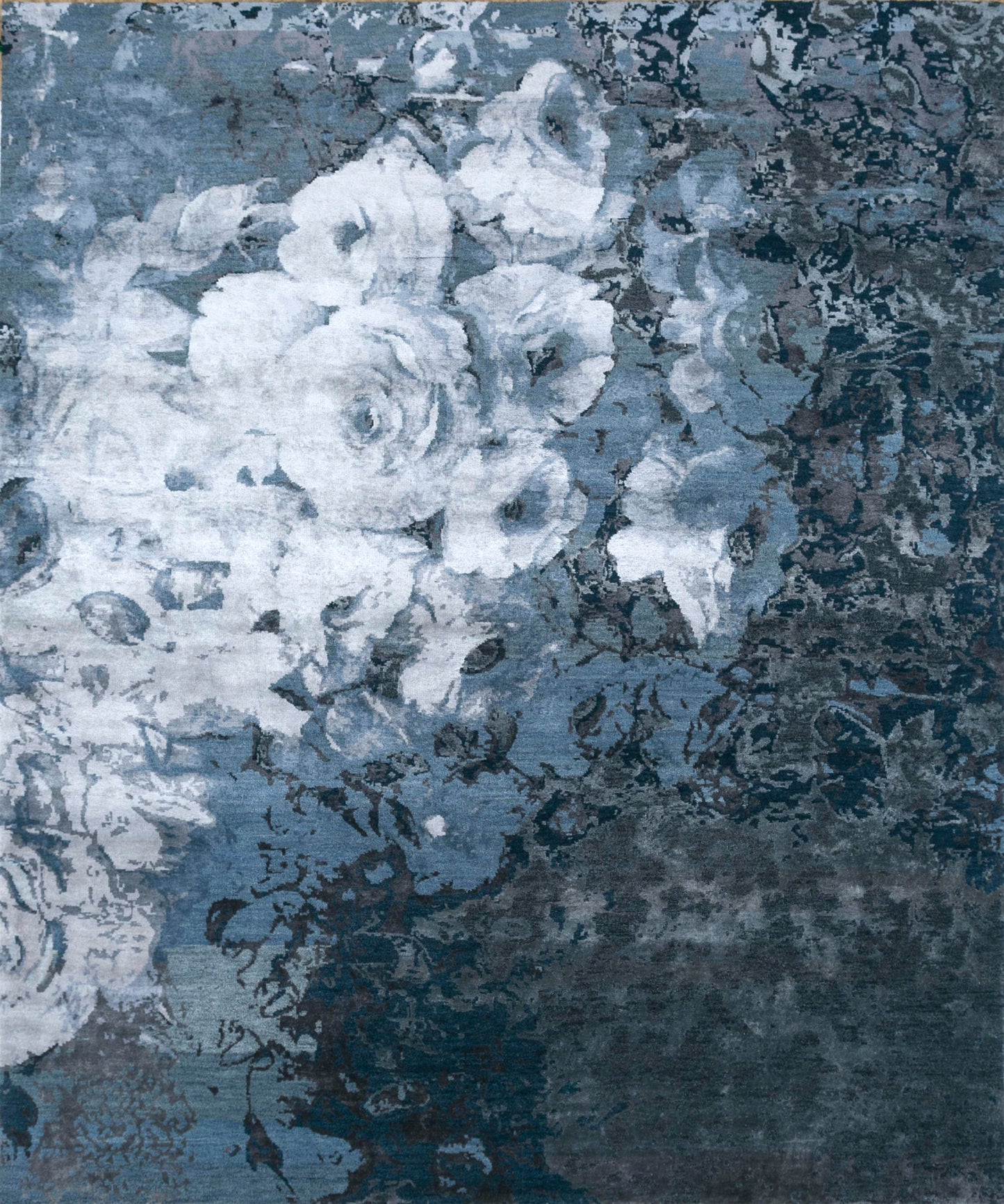 8' X 10' Blue Abstract Hand Knotted Area Rug-0