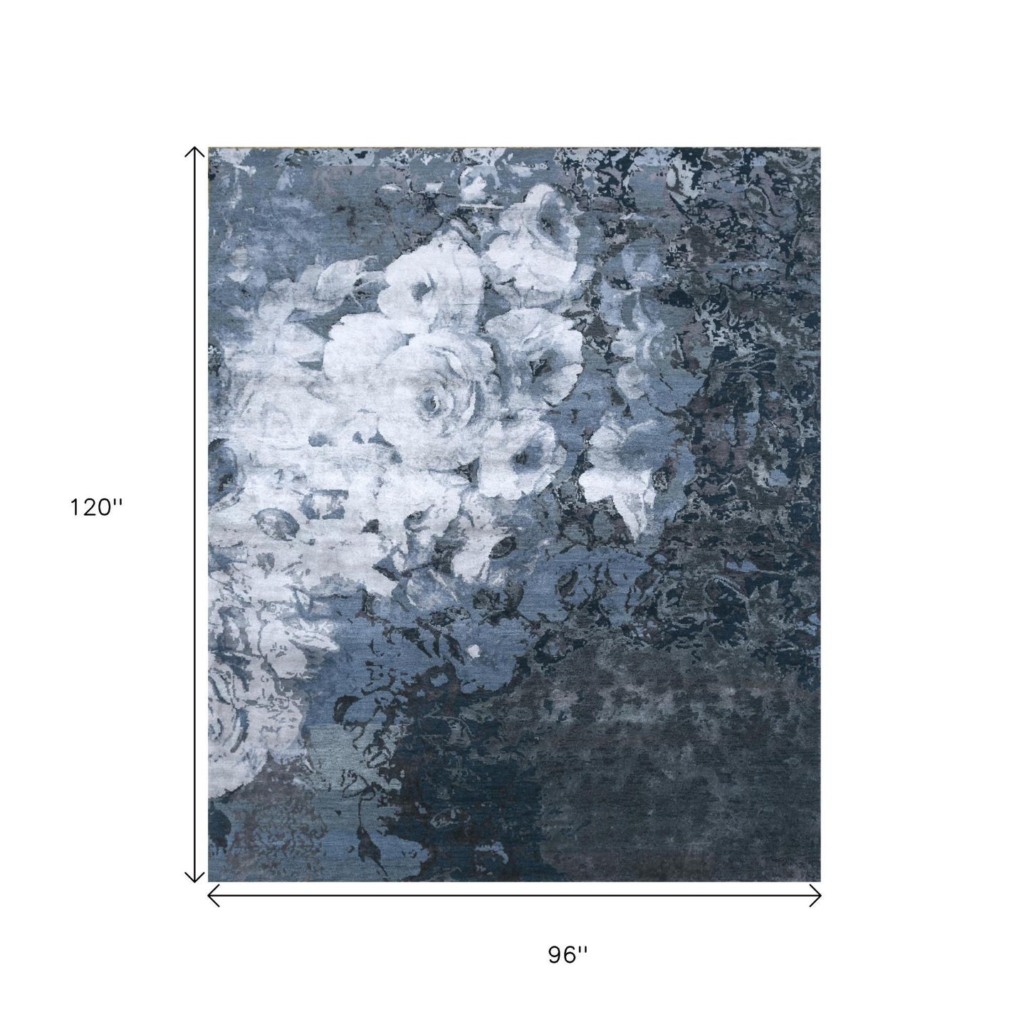 8' X 10' Blue Abstract Hand Knotted Area Rug-3