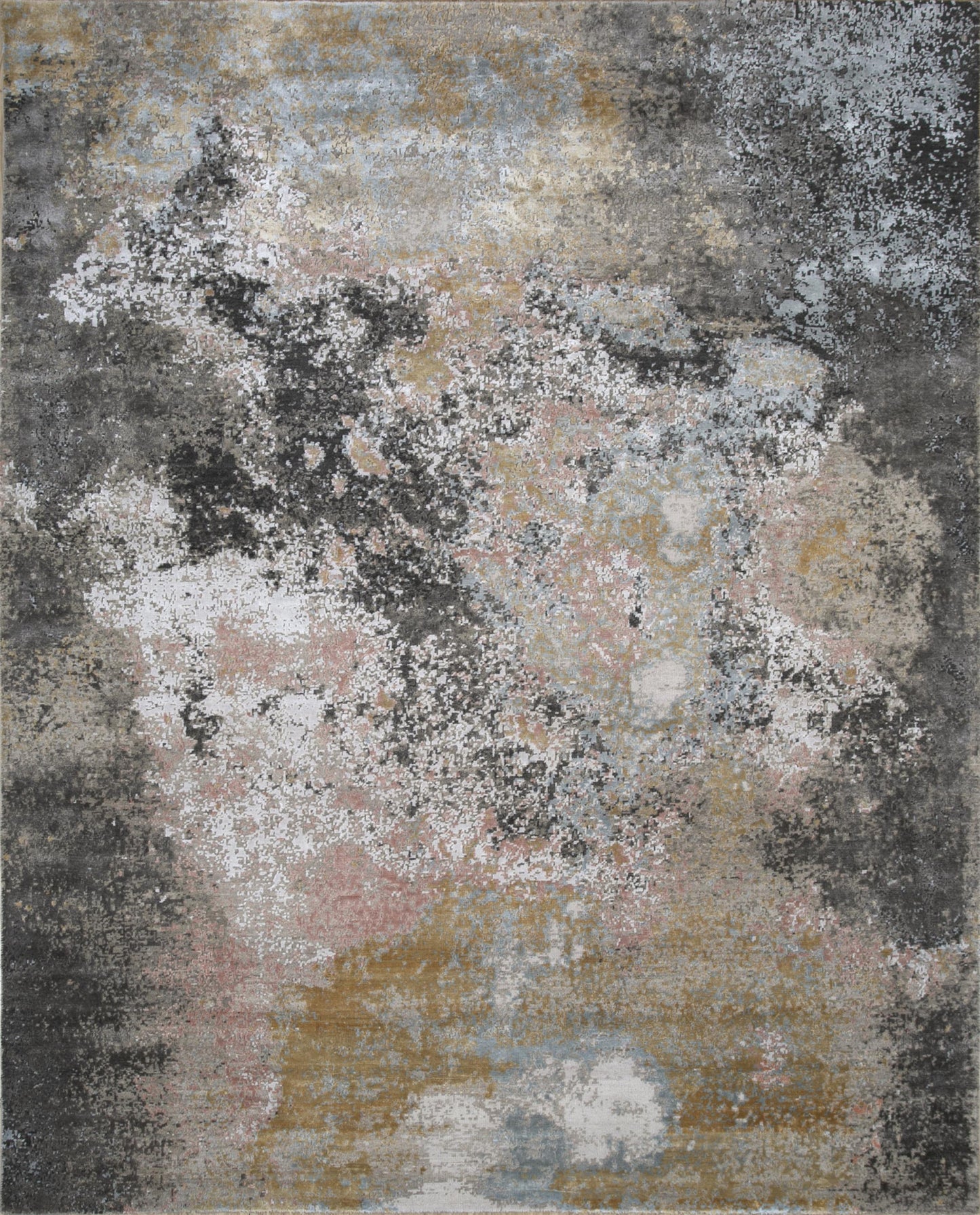 8' X 10' Brown and Gray Abstract Hand Knotted Area Rug-3