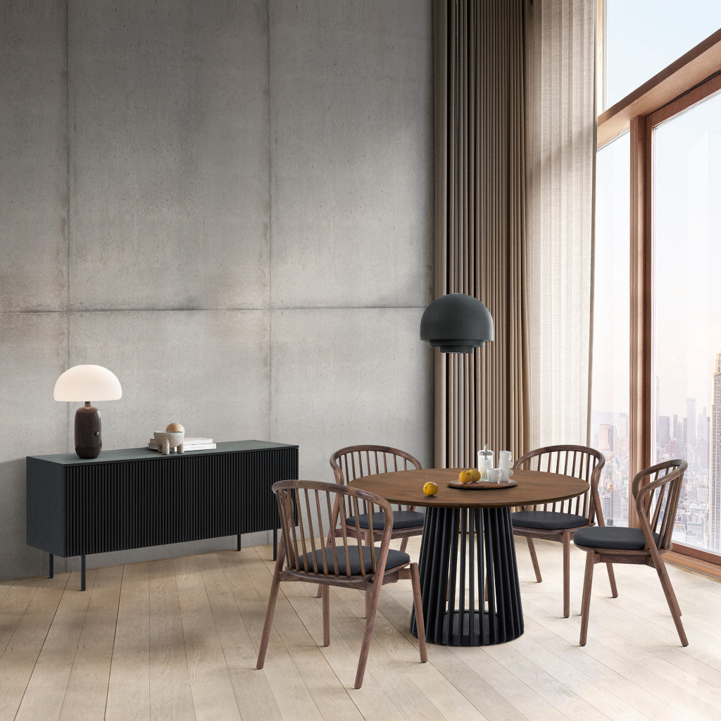 Six Piece Brown and Black Round Dining Set with Four Chairs and Sideboard-8