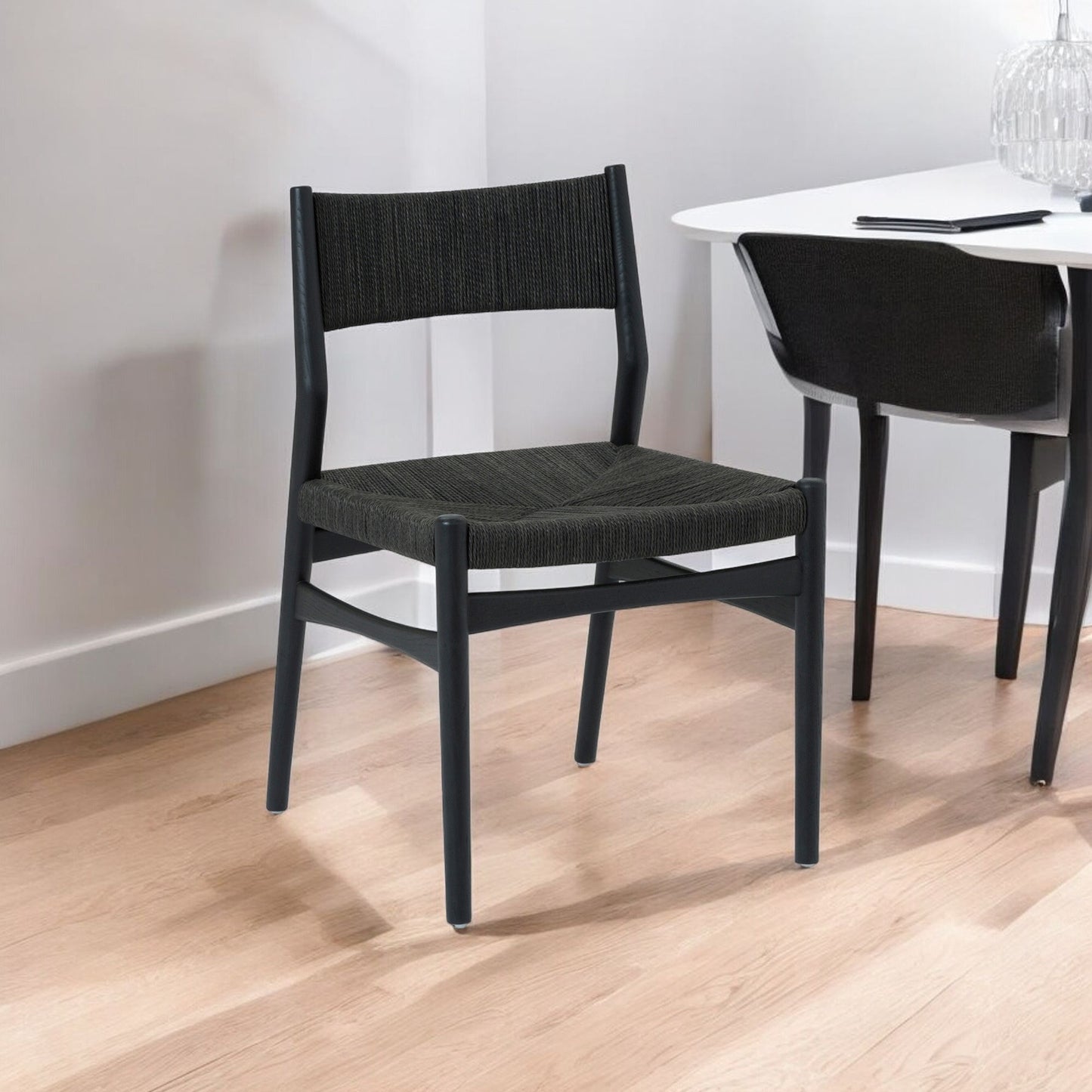 Six Piece Brown and Black Oval Dining Set with Four Chairs and Sideboard-1
