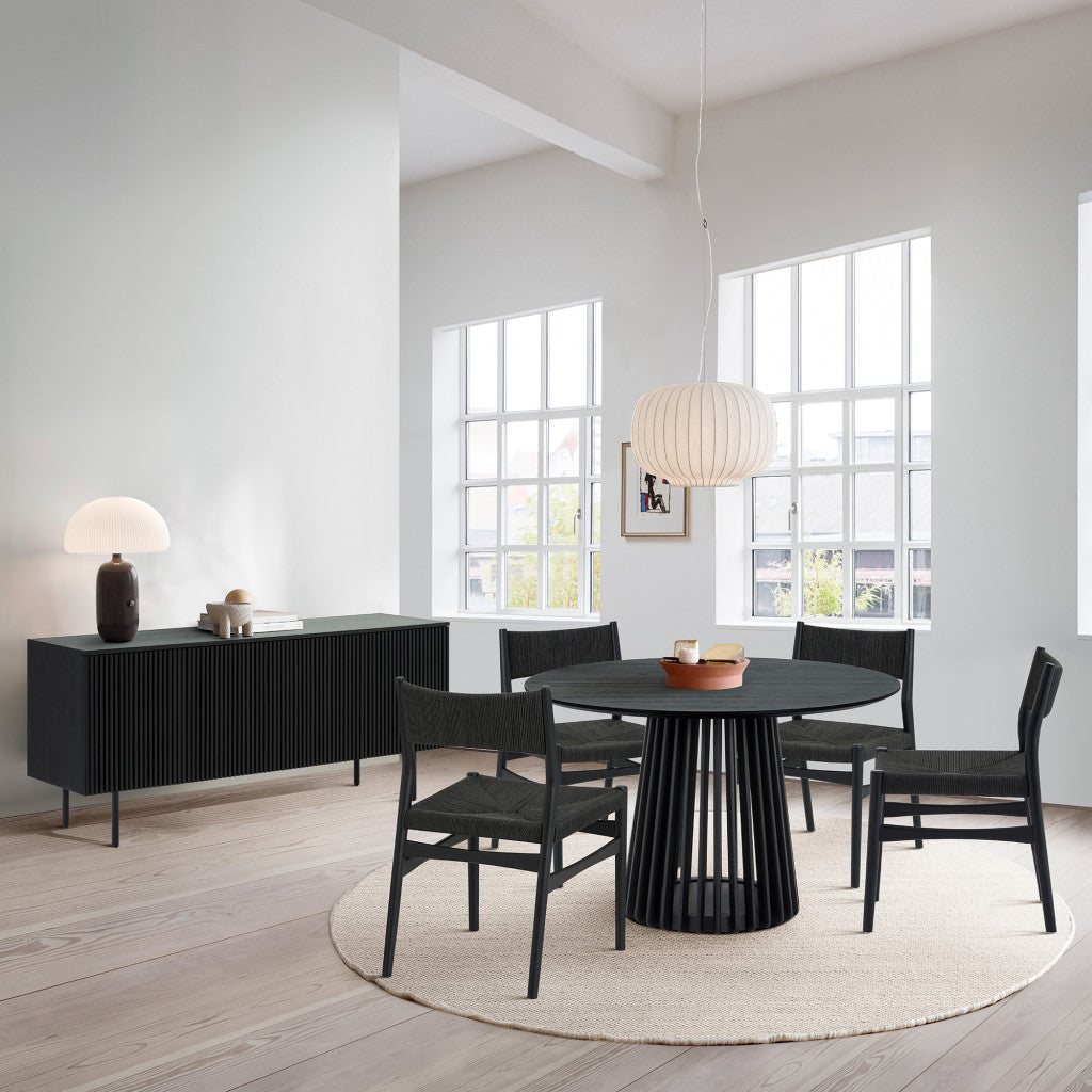 Six Piece Black Round Dining Set with Four Chairs and Sideboard-8