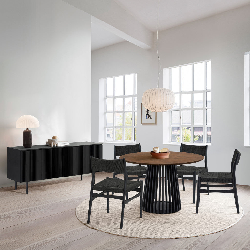 Six Piece Brown and Black Round Dining Set with Four Chairs and Sideboard-8