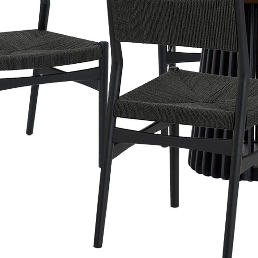 Seven Piece Brown and Black Oval Dining Set with Six Chairs-7