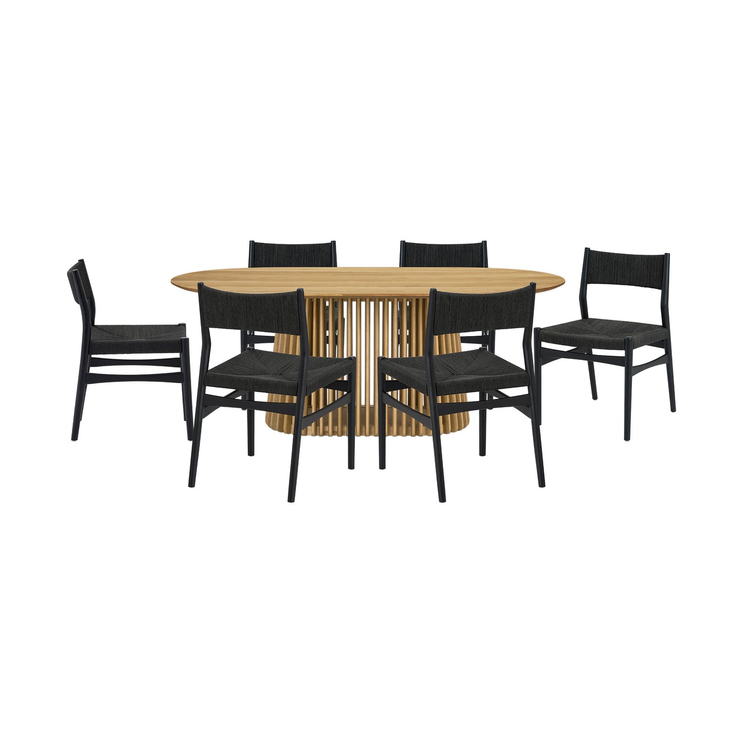 Seven Piece Oak Oval Dining Set with Six Chairs-6