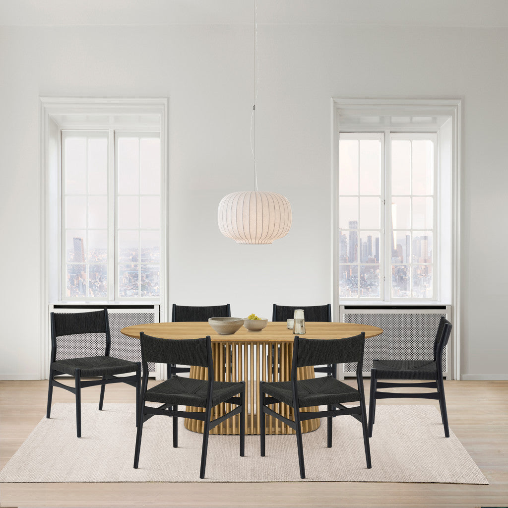 Seven Piece Oak Oval Dining Set with Six Chairs-8