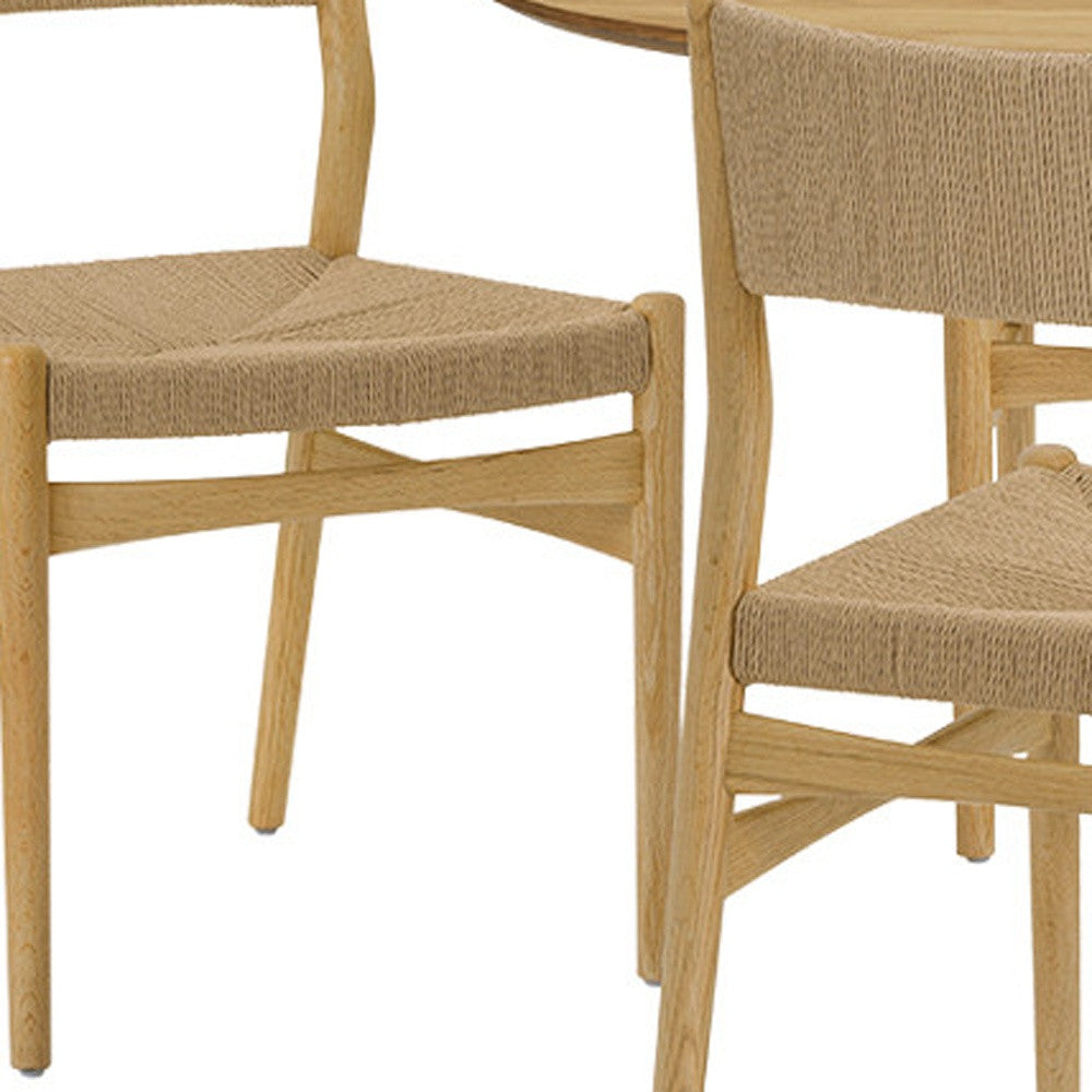 Seven Piece Oak Oval Dining Set with Six Chairs-7
