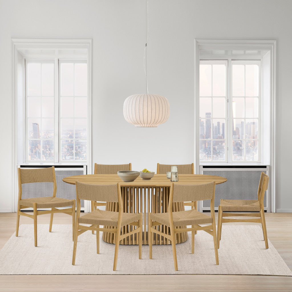 Seven Piece Oak Oval Dining Set with Six Chairs-8