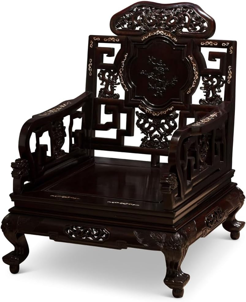 Dark Cherry Rosewood Mother of Pearl Motif Oriental Living Room Set (8Pcs) - with Free inside Delivery-1