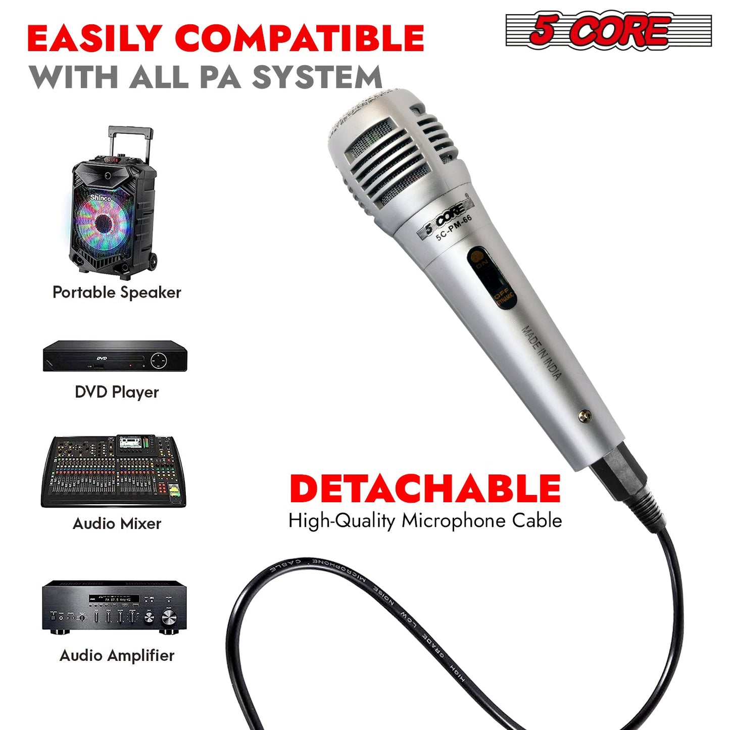 5Core XLR Microphone Dynamic Mic Karaoke Singing Studio Mics Handheld Microfono-4