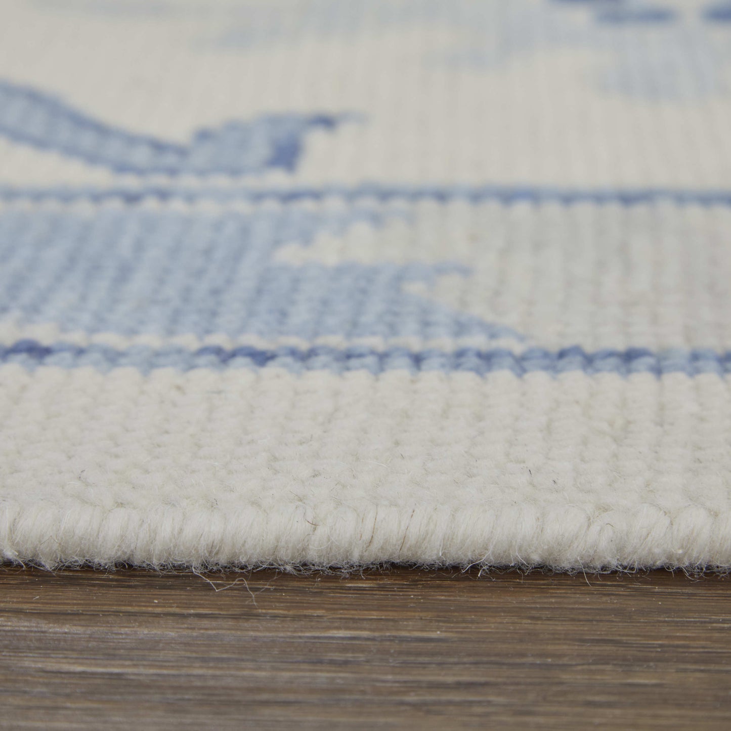 12' X 15' Ivory And Blue Floral Hand Knotted Area Rug With Fringe-7