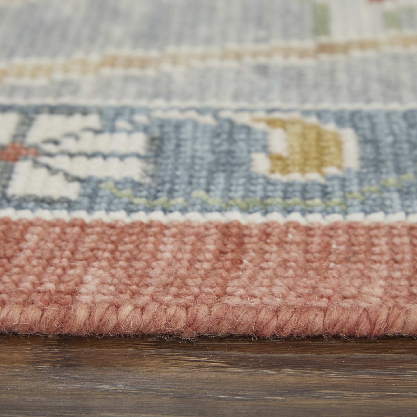 12' X 15' Red Gray And Ivory Floral Hand Knotted Area Rug With Fringe-5