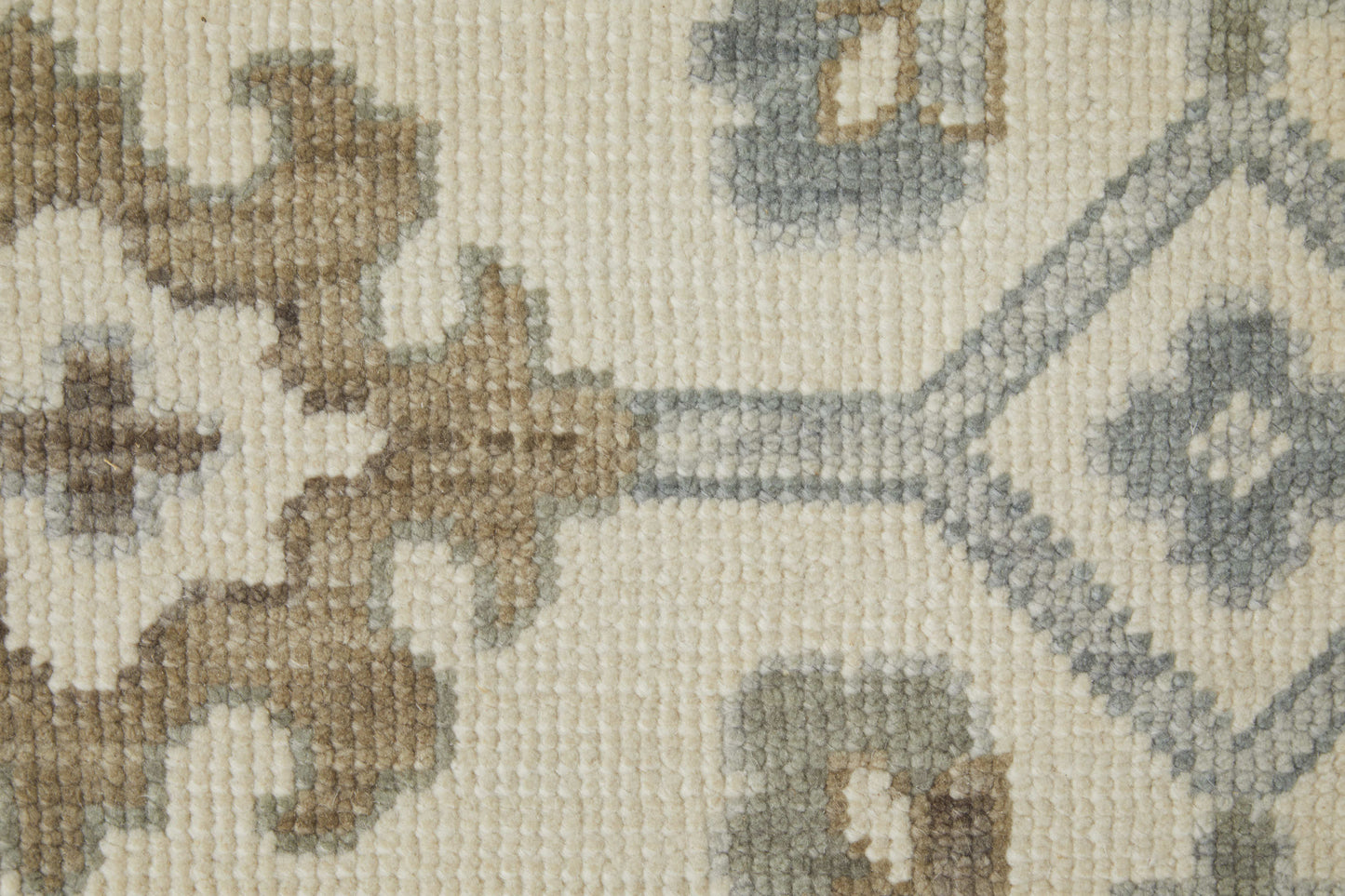 12' X 15' Ivory Gray And Brown Floral Hand Knotted Area Rug With Fringe-7