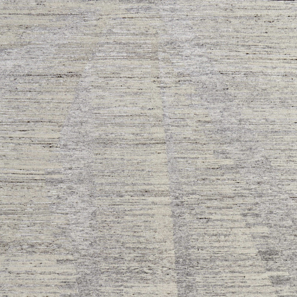 9' X 13' Ivory And Gray Abstract Hand Knotted Distressed Area Rug-4