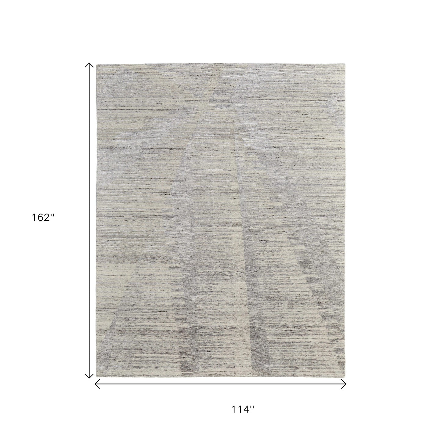 9' X 13' Ivory And Gray Abstract Hand Knotted Distressed Area Rug-2