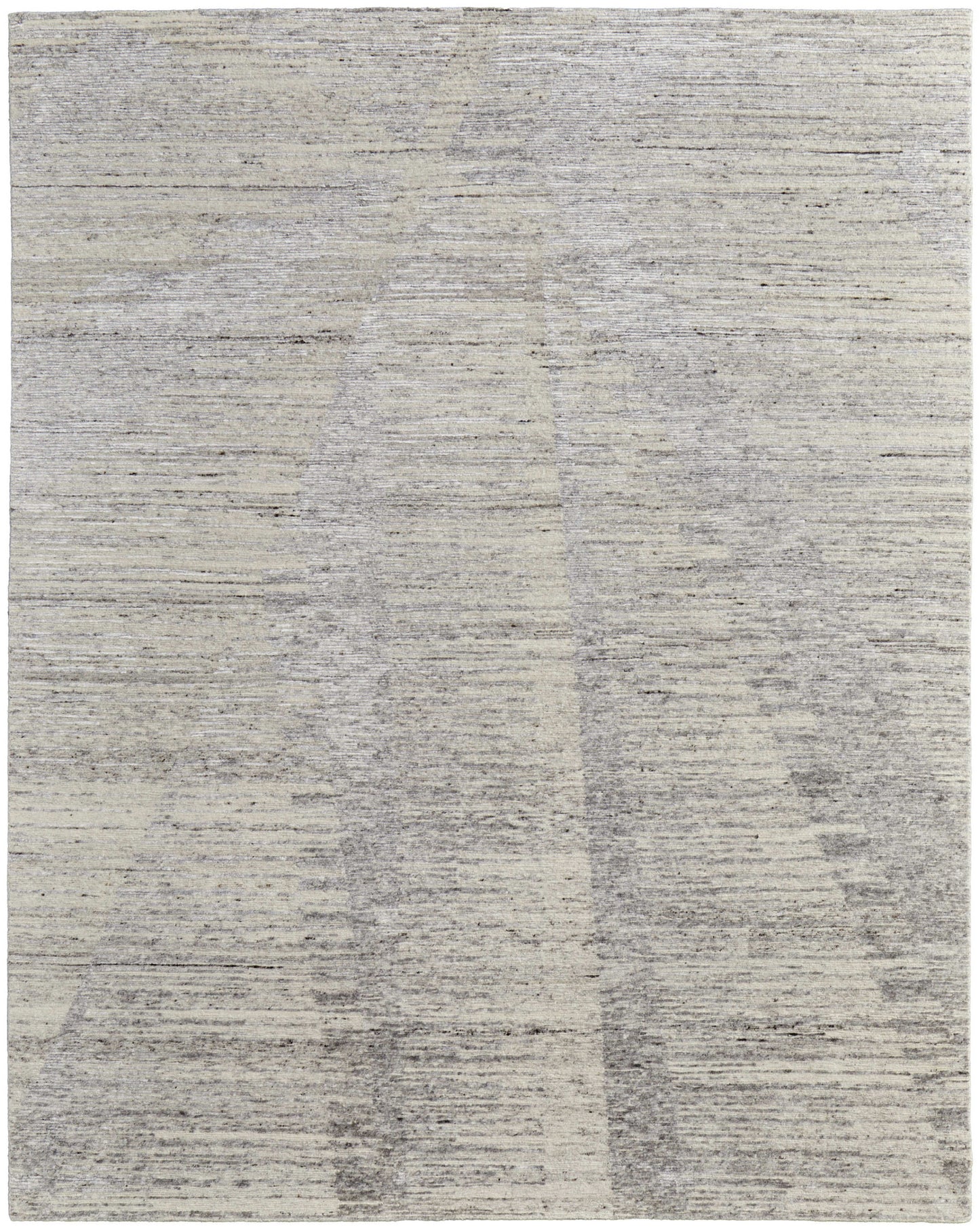 9' X 13' Ivory And Gray Abstract Hand Knotted Distressed Area Rug-1