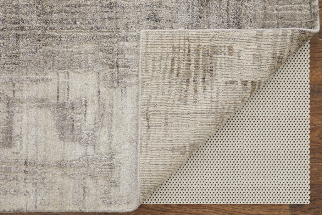 12' X 15' Gray And Ivory Abstract Hand Woven Distressed Area Rug-5