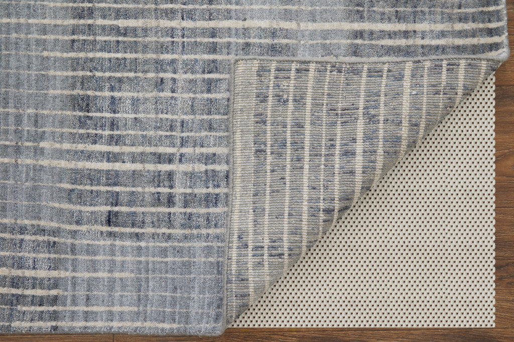 12' X 15' Blue Ivory And Gray Abstract Hand Woven Distressed Area Rug-4