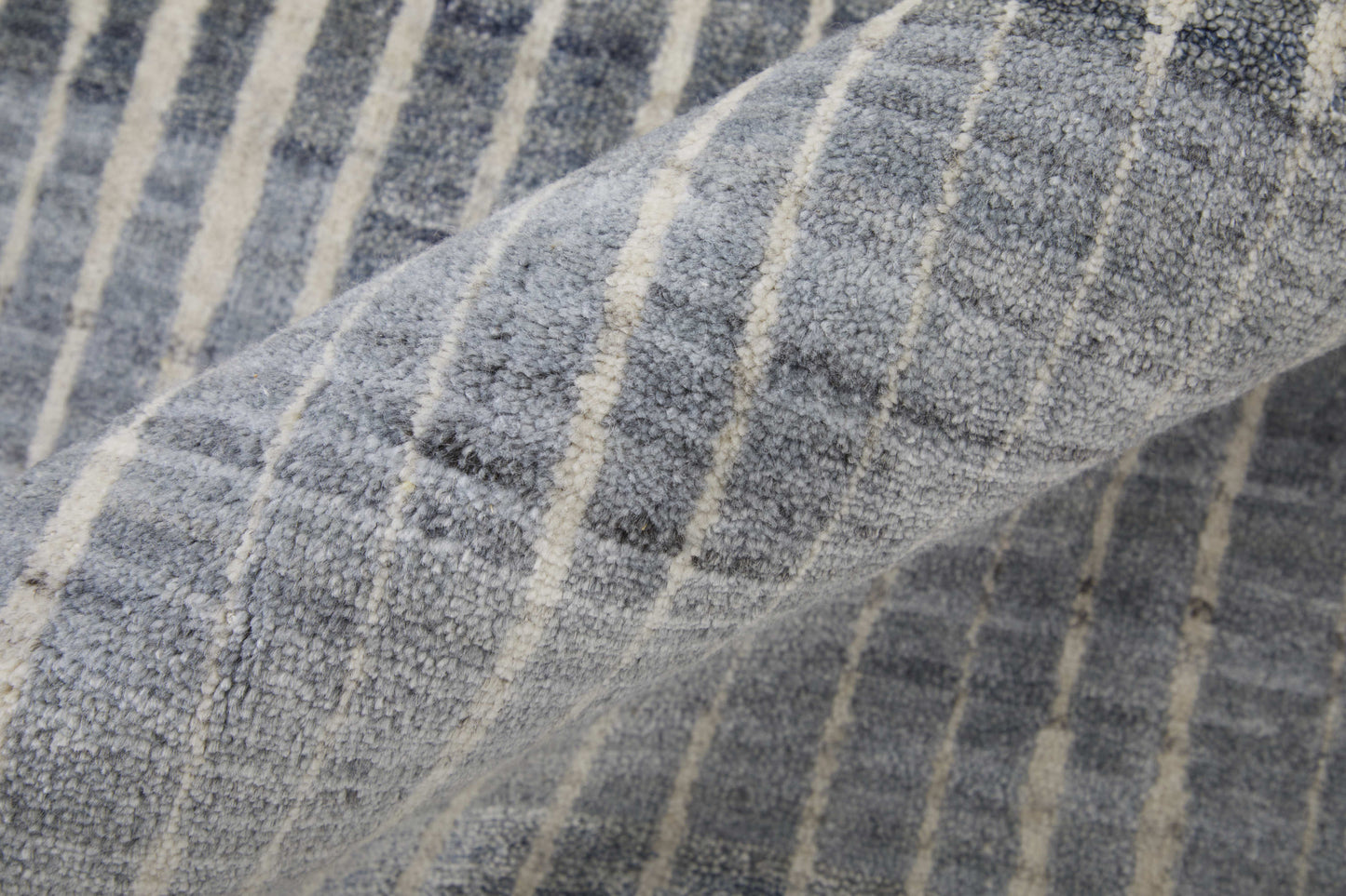 12' X 15' Blue Ivory And Gray Abstract Hand Woven Distressed Area Rug-7