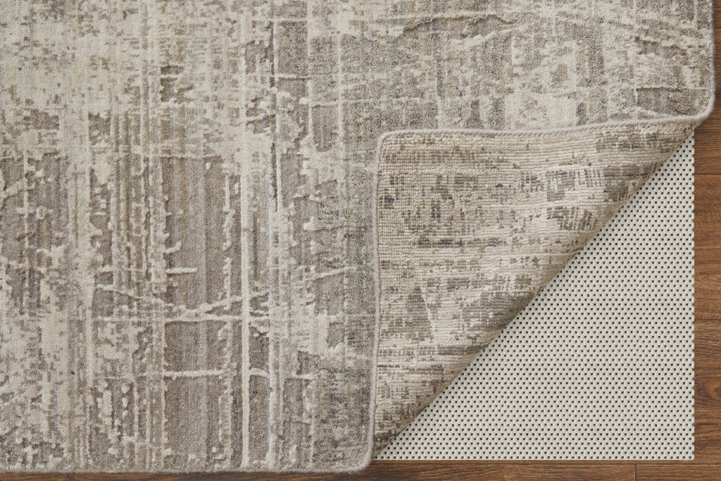 12' X 15' Gray And Ivory Abstract Hand Woven Distressed Area Rug-3