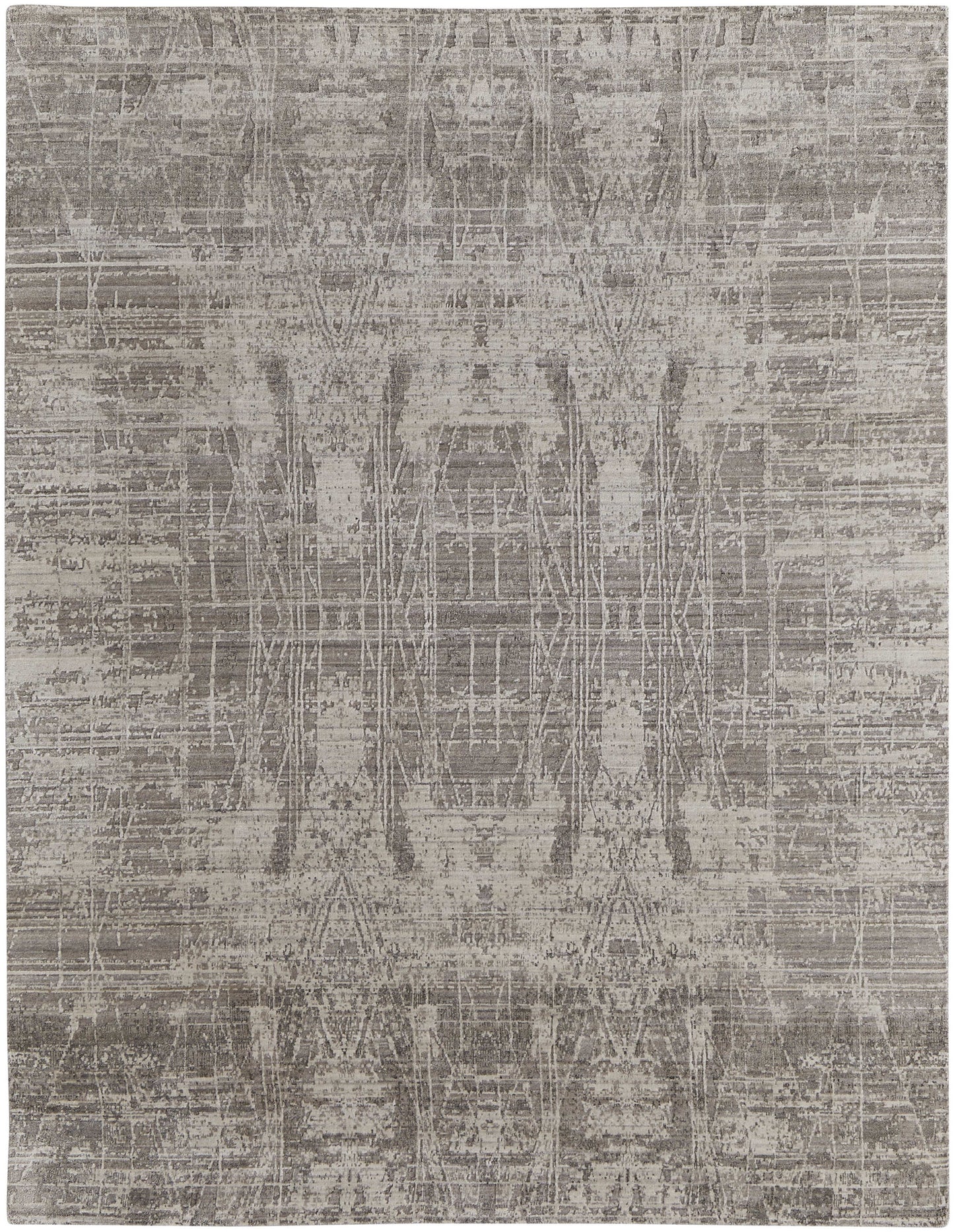 12' X 15' Gray And Ivory Abstract Hand Woven Distressed Area Rug-4