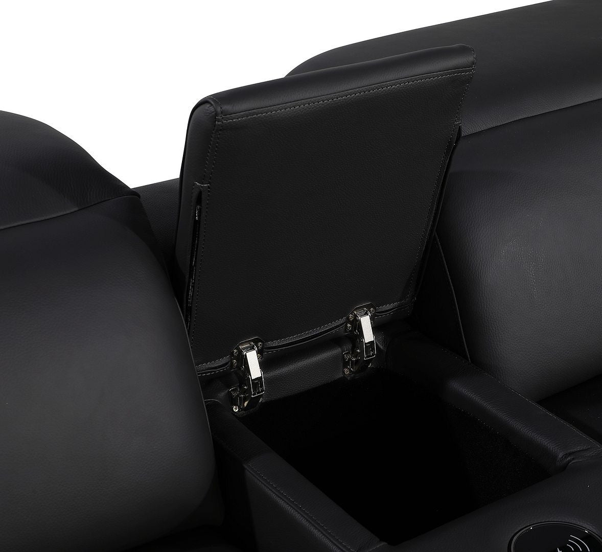 Black Italian Leather Power Reclining U Shaped Twelve Piece Corner Sectional With Console-7