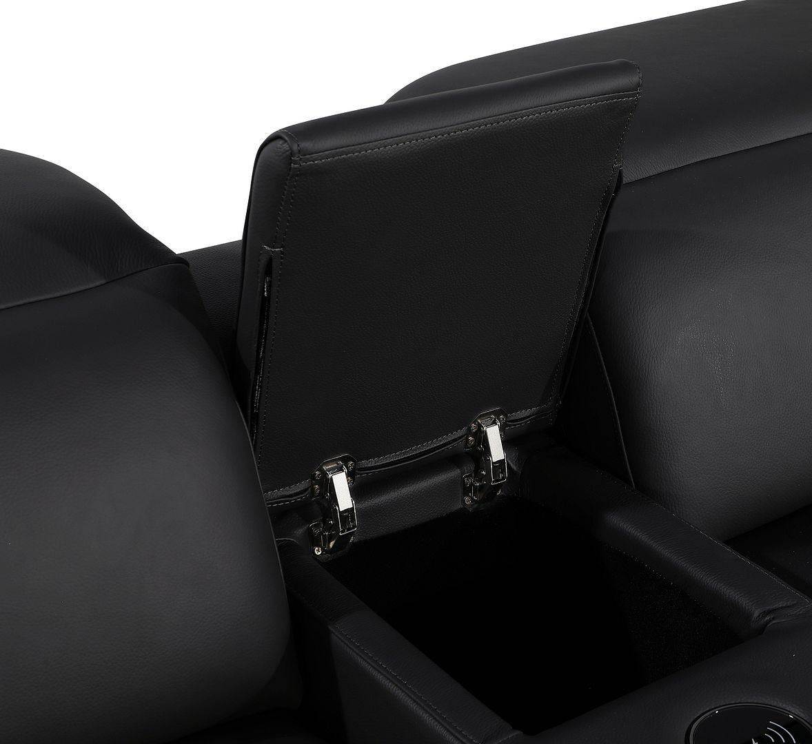 Black Italian Leather Power Reclining U Shaped Ten Piece Corner Sectional With Console-7