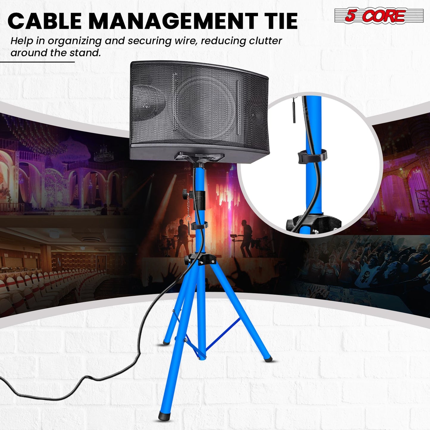 5 Core Speaker Stand Tripod Floor Adjustable Up to 48 Inch DJ Studio Monitor Stands Pole Mount Pair SKY BLUE-4