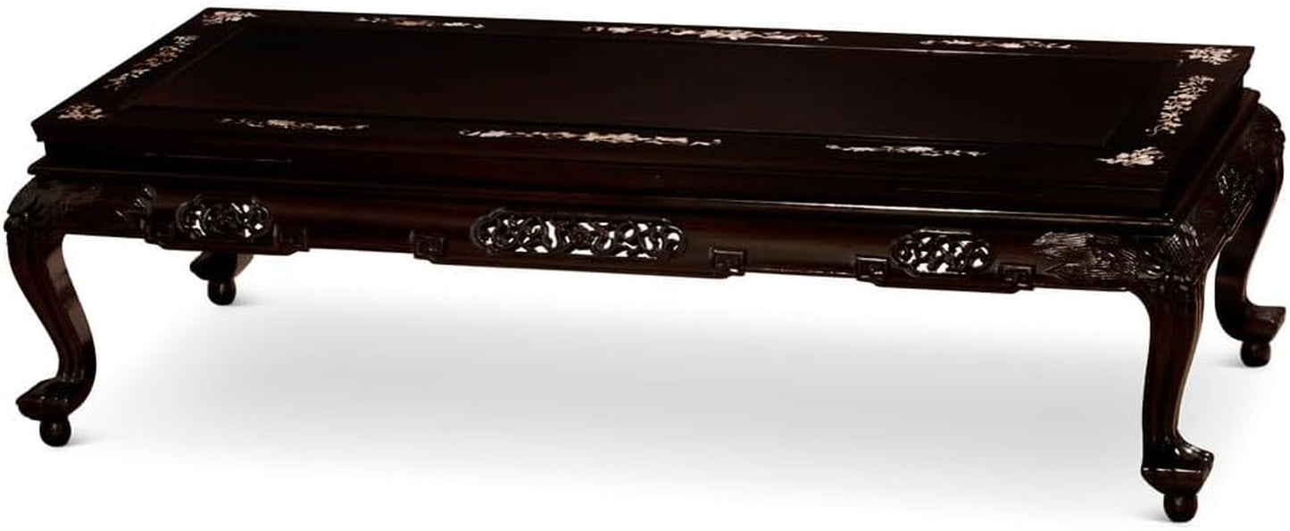 Dark Cherry Rosewood Mother of Pearl Motif Oriental Living Room Set (8Pcs) - with Free inside Delivery-3