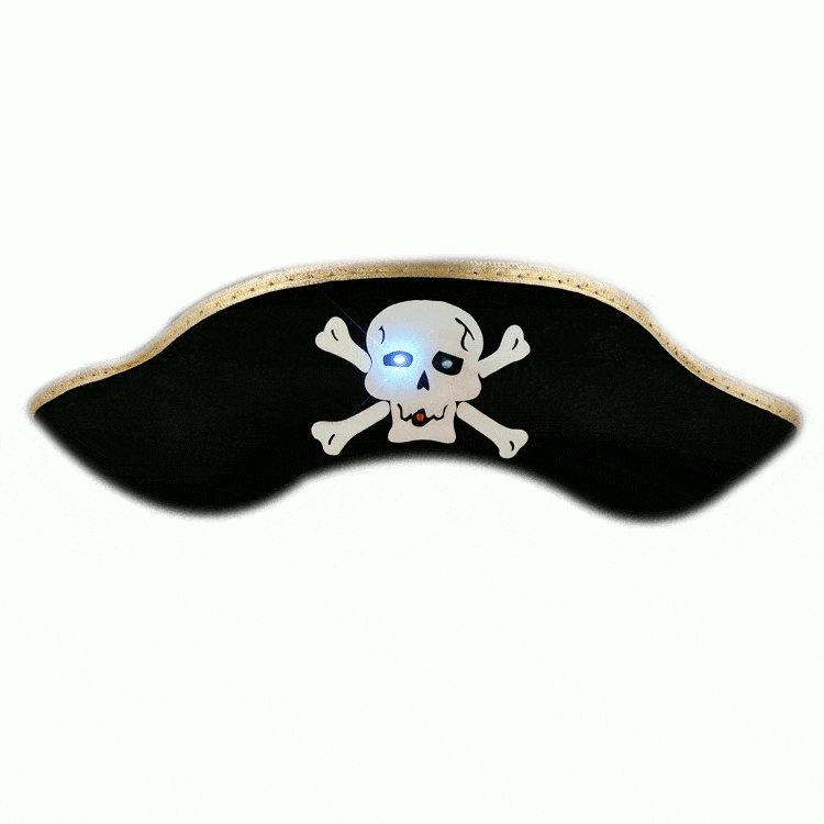 Premium Light Up Black Pirate Hat with Blinking Skull-2