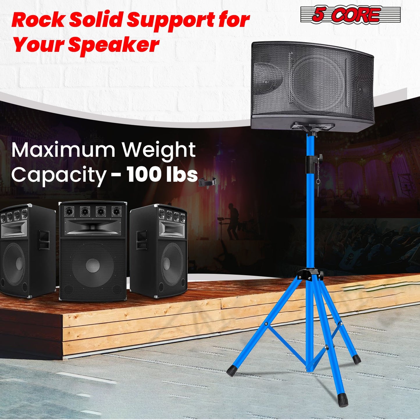 5Core Speaker Stand Tripod 2Pcs Tall Adjustable 72 Inch DJ Studio Monitor Stands Pole Mount-4