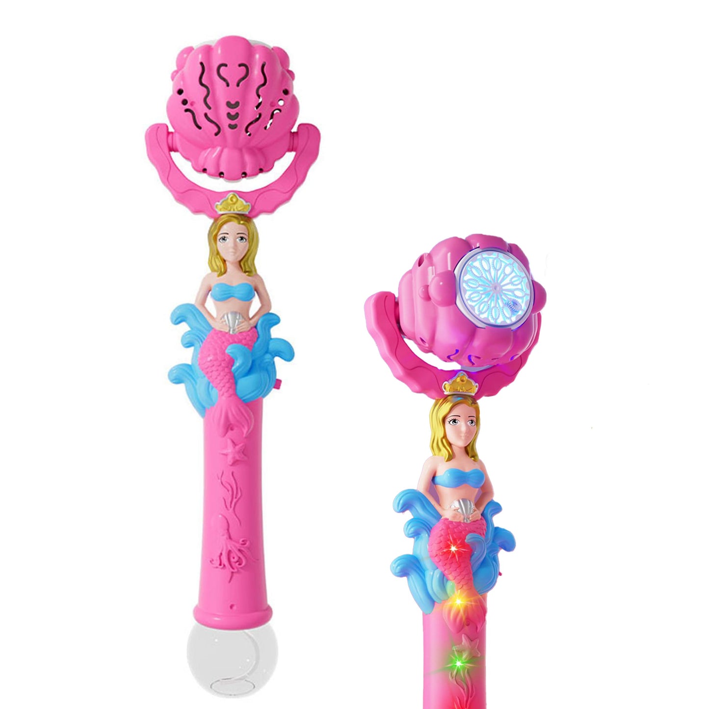 Light Up Seashell Mermaid Bubble Wand-2