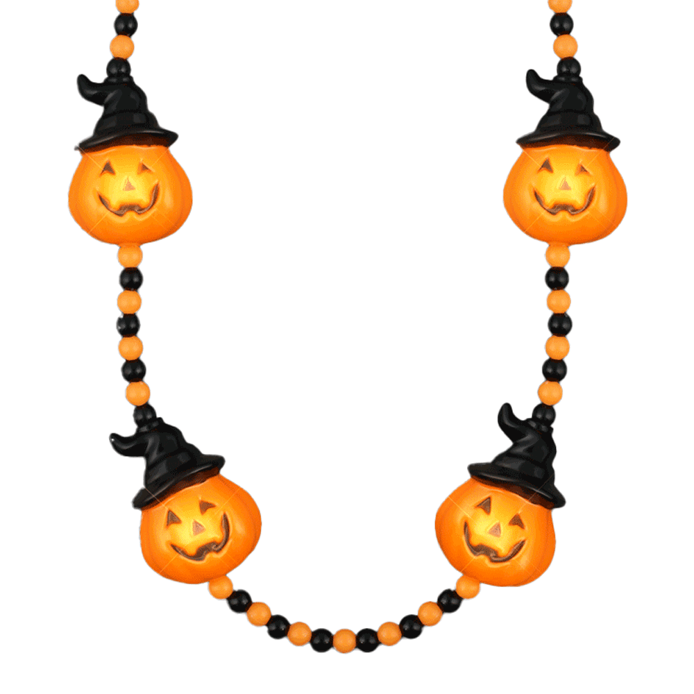 Light Up Witchy Pumpkin Beaded Necklace-1
