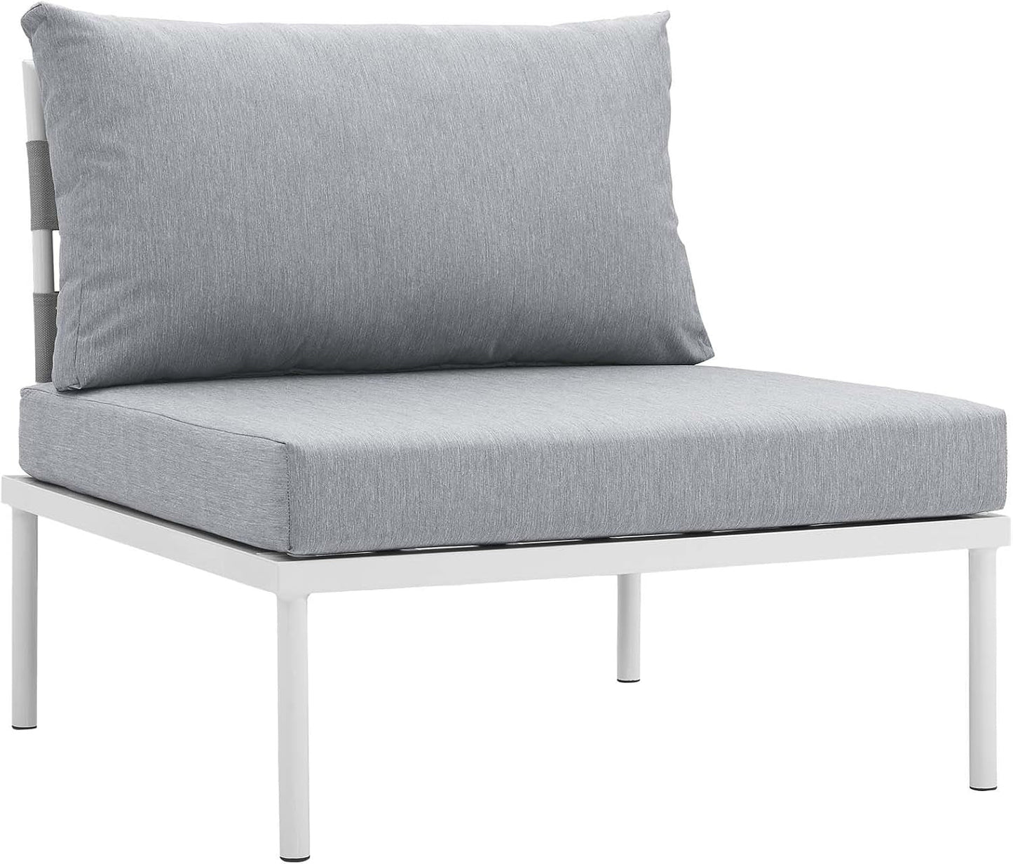 Harmony 8-Piece Aluminum Outdoor Patio Furniture Sectional Sofa Set with Cushions in White Gray-3