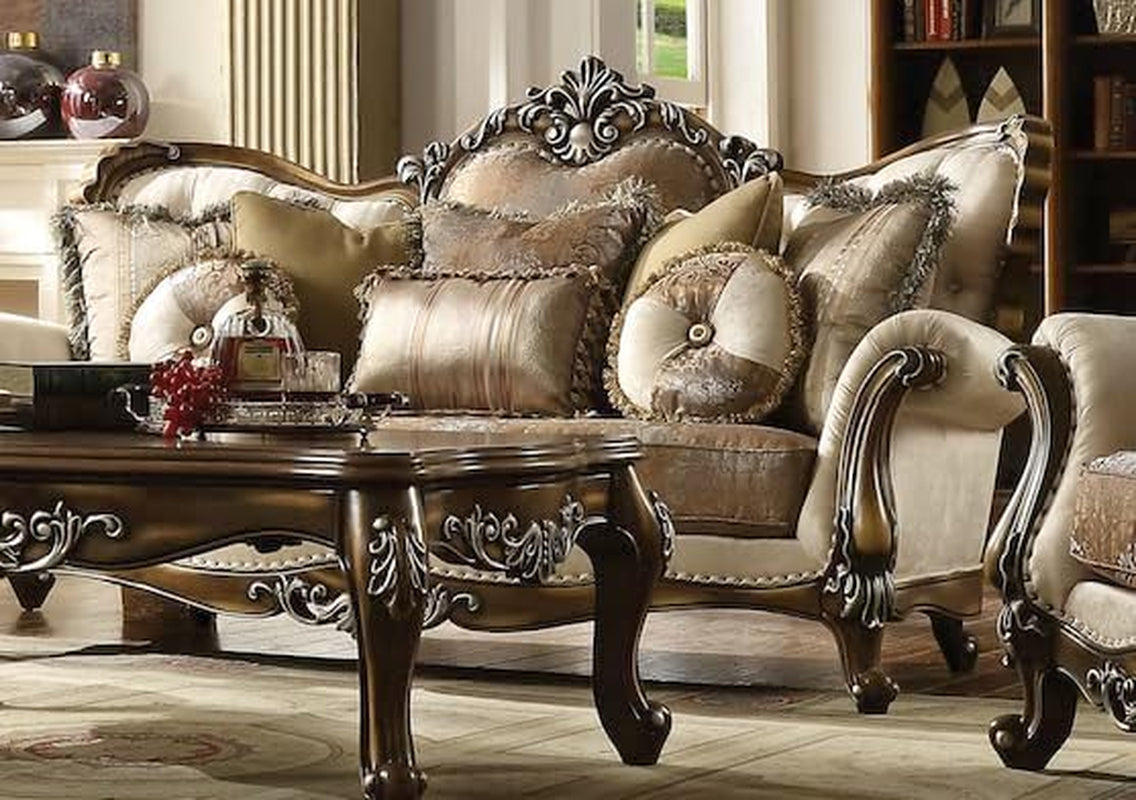 4 Pieces Traditional Collection Living Room Furniture Set Includes Sofa W/7 Pillows, Loveseat W/5 Pillows, Chair W/2 Pillows and Coffee Table (B)-2