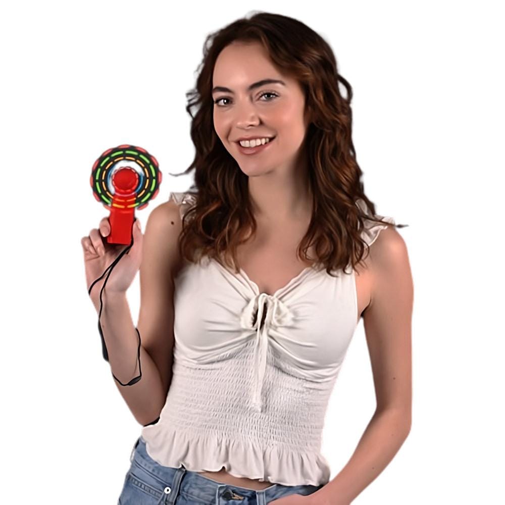 Portable Light Up Mini Cooling Fan with Red Handle-0