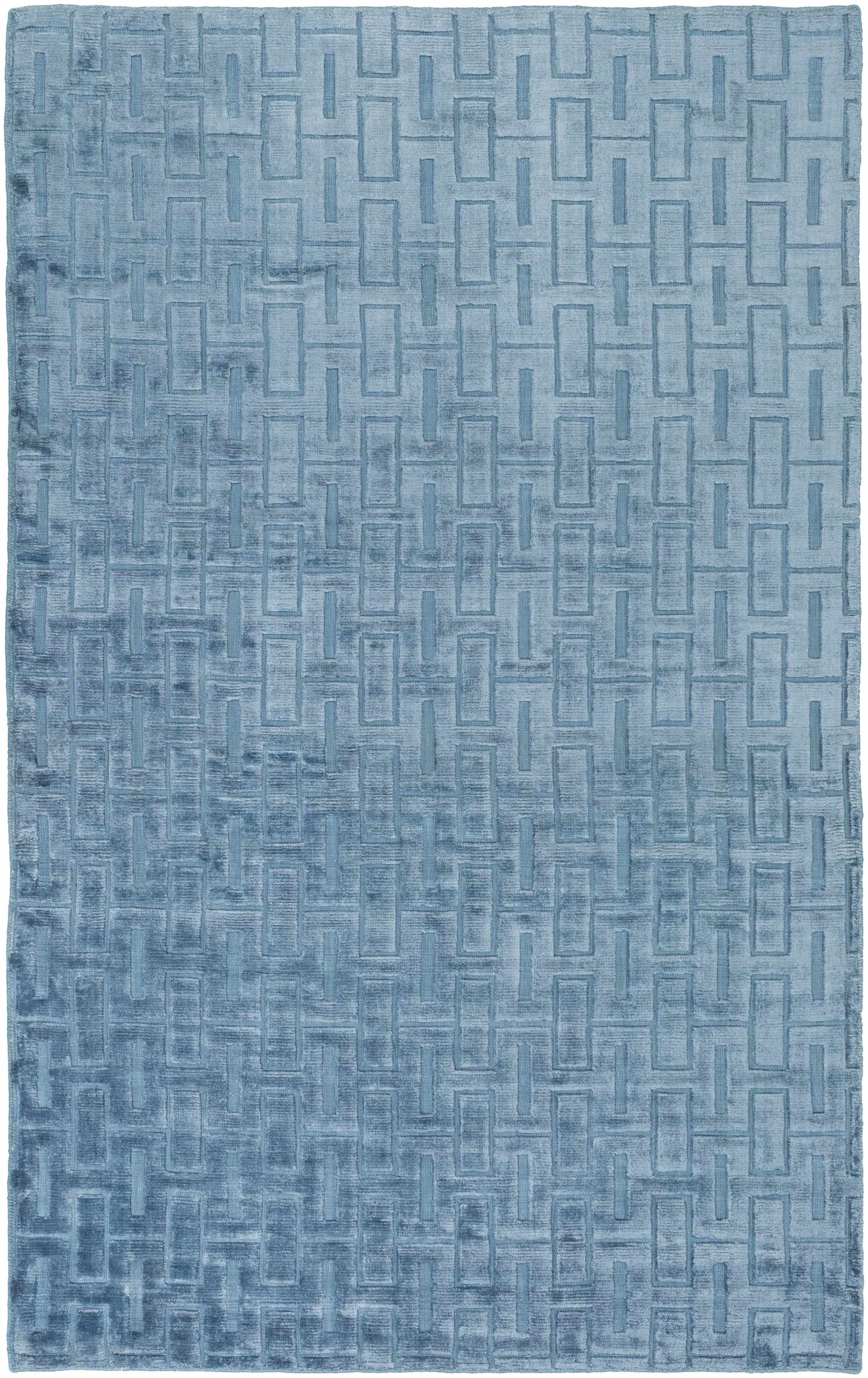 Quealy Blue Patterned 3x5 Small Viscose Rug - Clearance-0