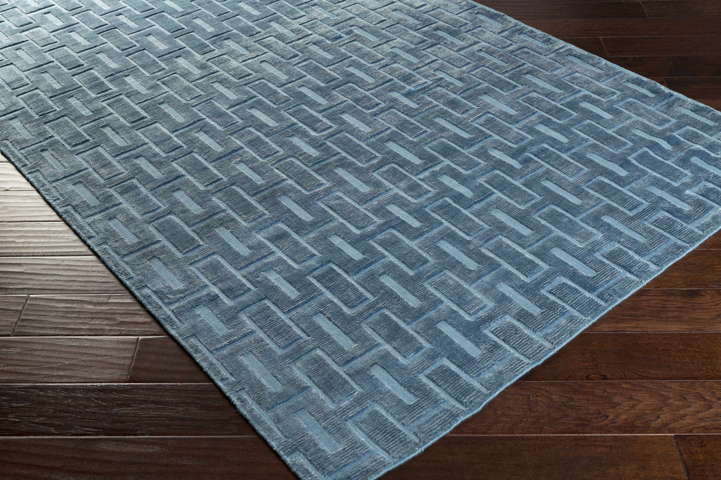 Quealy Blue Patterned 3x5 Small Viscose Rug - Clearance-1
