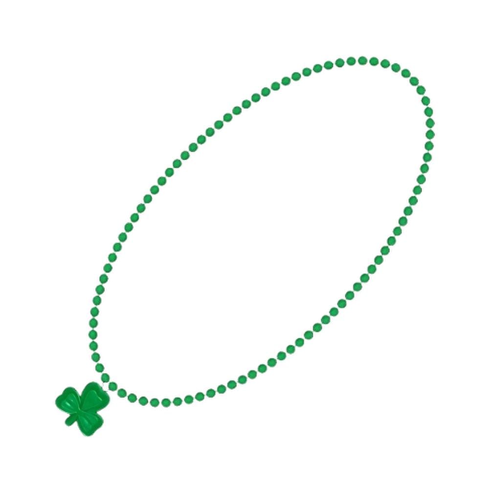 Unlit Mini Shamrock Charm Beaded Necklace Pack of 12-2