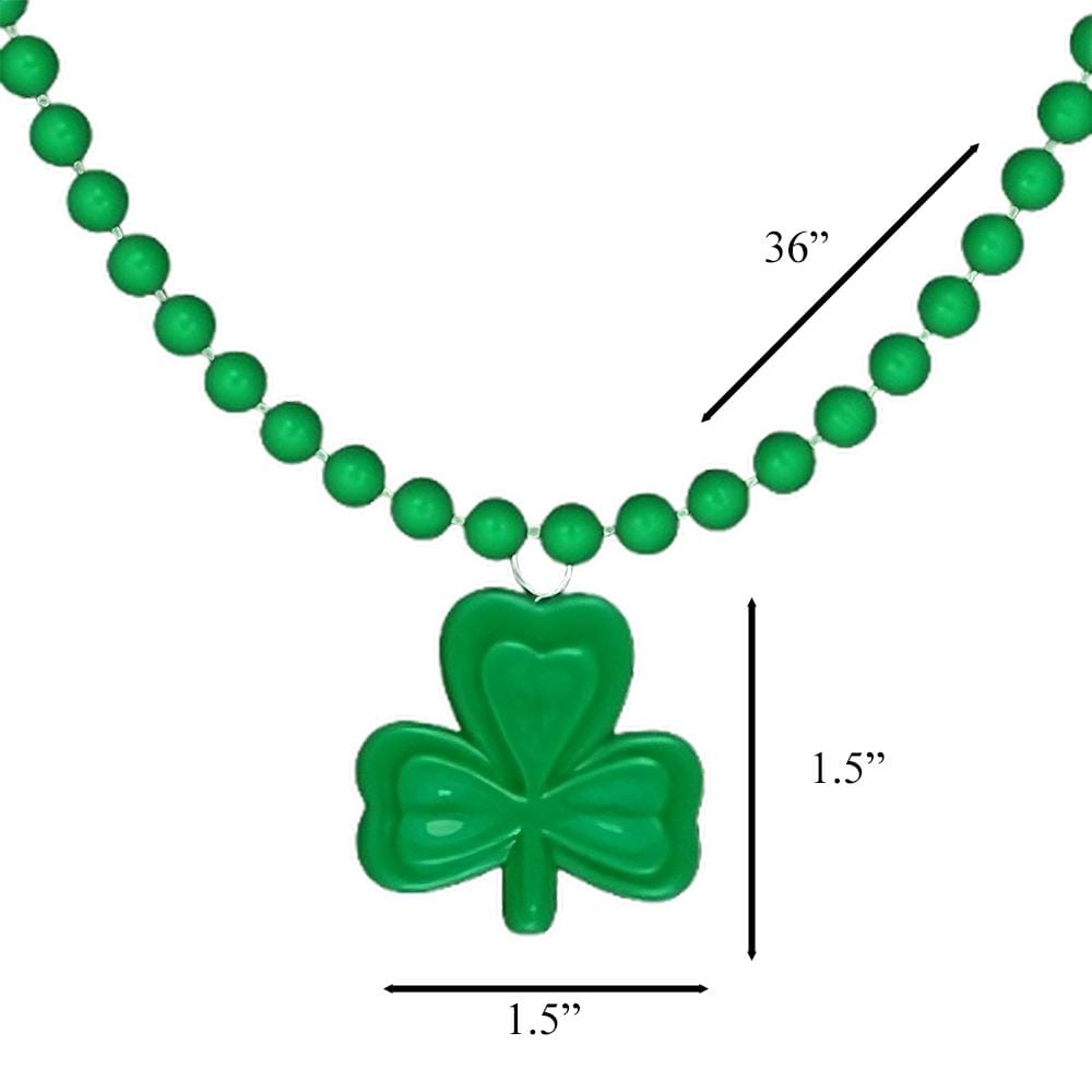 Unlit Mini Shamrock Charm Beaded Necklace Pack of 12-1