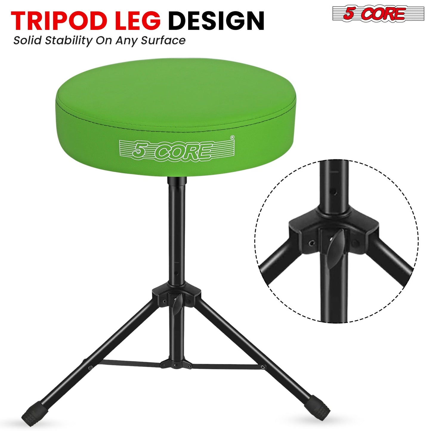 5 Core Drum Throne 3" Thick Padded Comfortable Guitar Stool Drummer Chair Adjustable Musician Seat-4