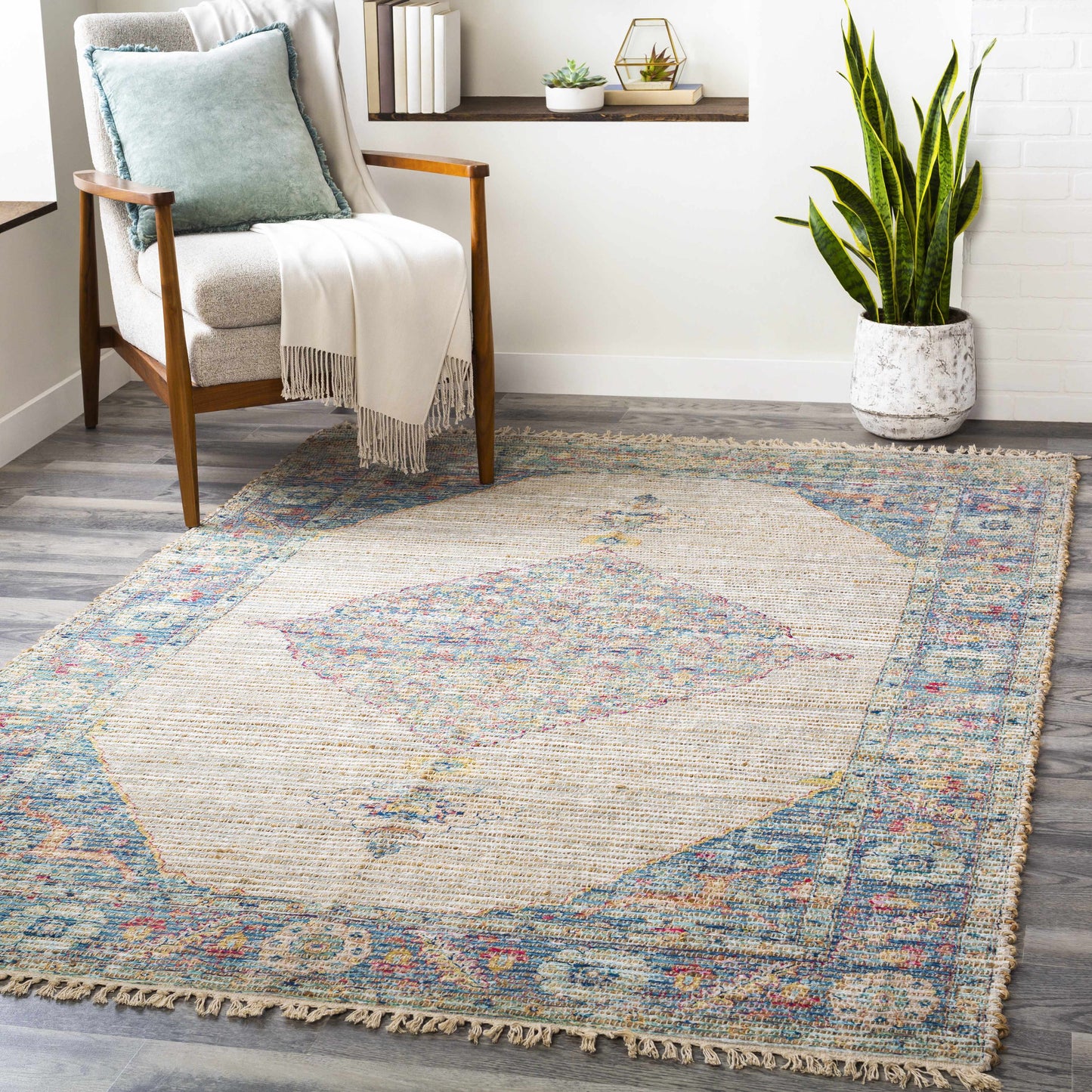 Macon Off-White Medallion Jute Rug - Clearance-0