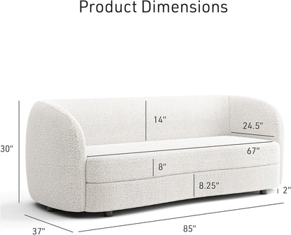 Nimiane Modern Boucle 3 Piece Sofa Set with Curved Arms and Wooden Legs, Accent Furniture Sets for Living Room, Home Office, Bedroom, Lounge, Off-White-1