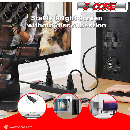 5Core AC Power Cord 6Ft 2 Prong US Male to Female Extension Adapter 18AWG 10A 7A 125V-1
