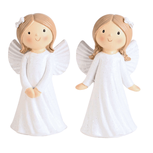 Assorted Sweet White Angel Glitter Figurines - 3.5 Inches-0