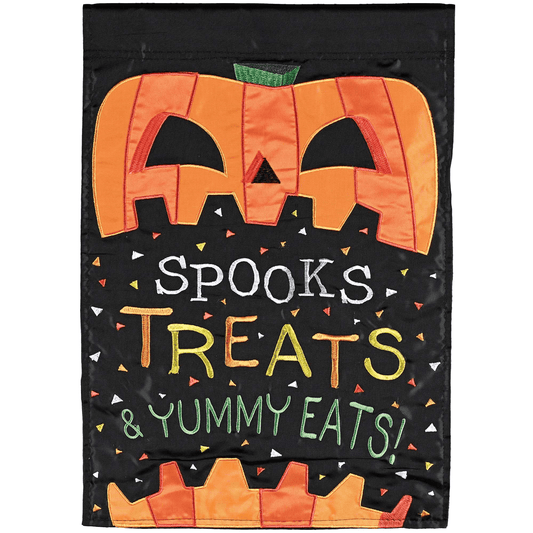 Spooky Treats Yummy Eats Double Applique Garden Flag 13X18 Inches-0